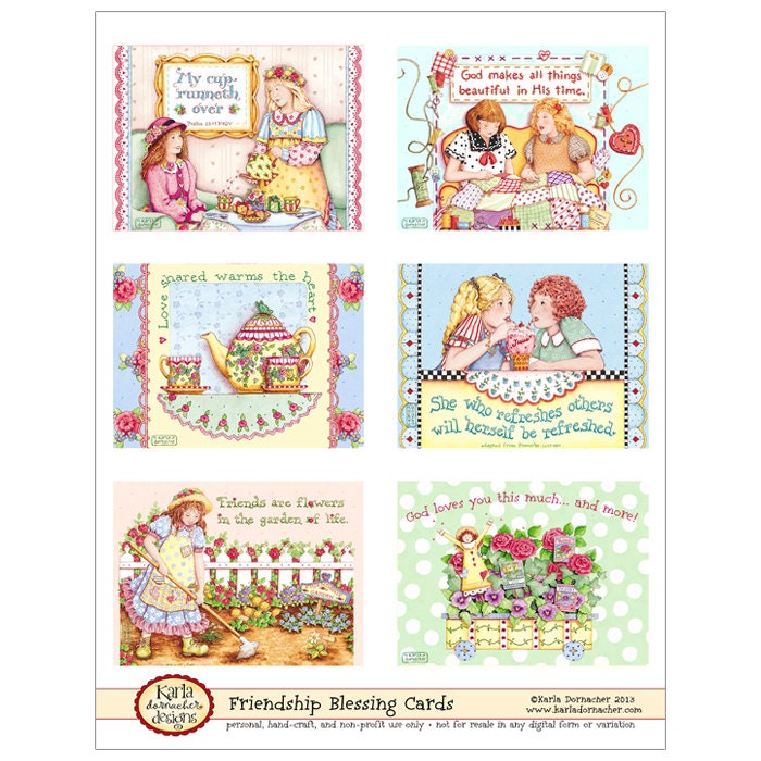 Blessing Cards - Friendship Theme Digital Printable Clip Art Crafting Christian Bible Verse Scripture Religious KD132