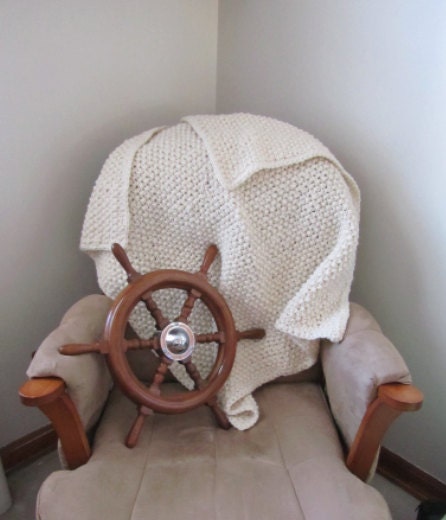 Wool Knitted baby blanket-Ivory