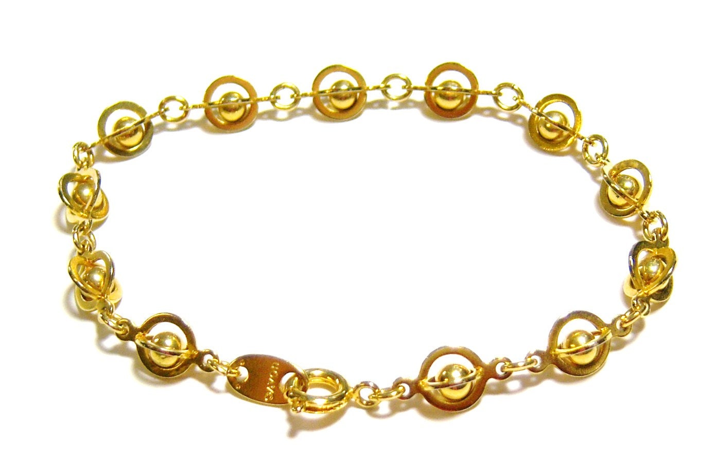 gold tone round balls Avon vintage bracelet bangle SB13
