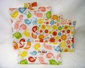 PK Happy Baggy Set - Hello Sunshine/Birds - Eco-friendly Lunch Bags - Washable Baggy Set - Ready To Ship