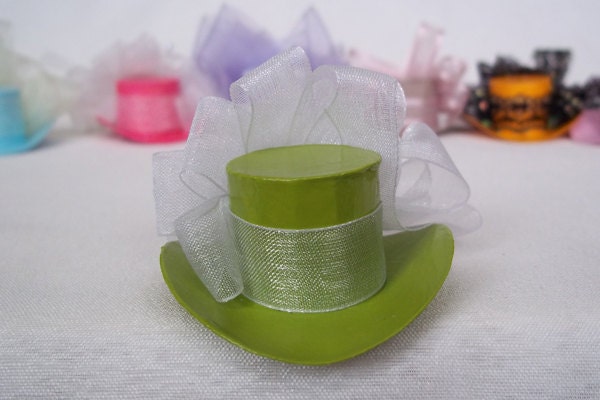 Mini Lime Green Top Hat with White Ribbon