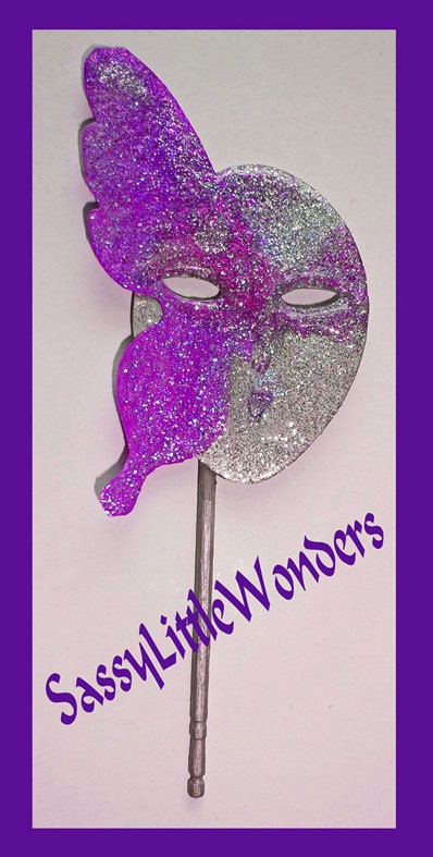 PURPLE & SILVER GLITTER  Miniature Butterfly Masks