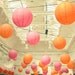 Paper Lanterns - colorful wall art, paper lantern photograph, pink and orange, vibrant, kitchen art 8x8 print