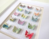 Paper Butterfly Specimen Collection  Wall or Tabletop Decor Cottage Chic Shabby Chic