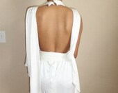 CLOSING SALE vintage  deep v dynasty  convertible draped halston heritage  wrap white avant garde  dress size med