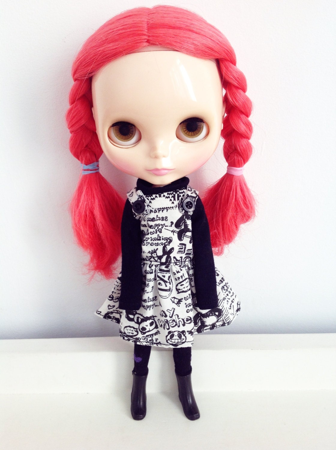 Blythe Black Panda Overall style Cotton Dresses