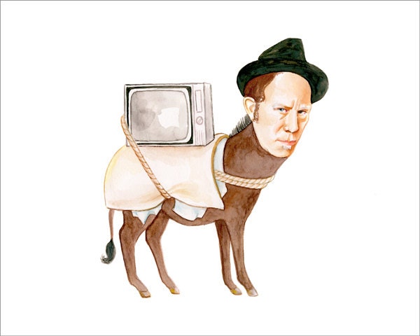 Tom Waits as a donkey print