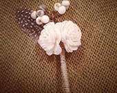 Balsa and Feathered Boutonniere