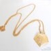 Gold Pentagon Necklace - Long Metal Geometric Necklace - Handmade Jewelry - Pentagon Moon Necklace - Textured Copper Pendant