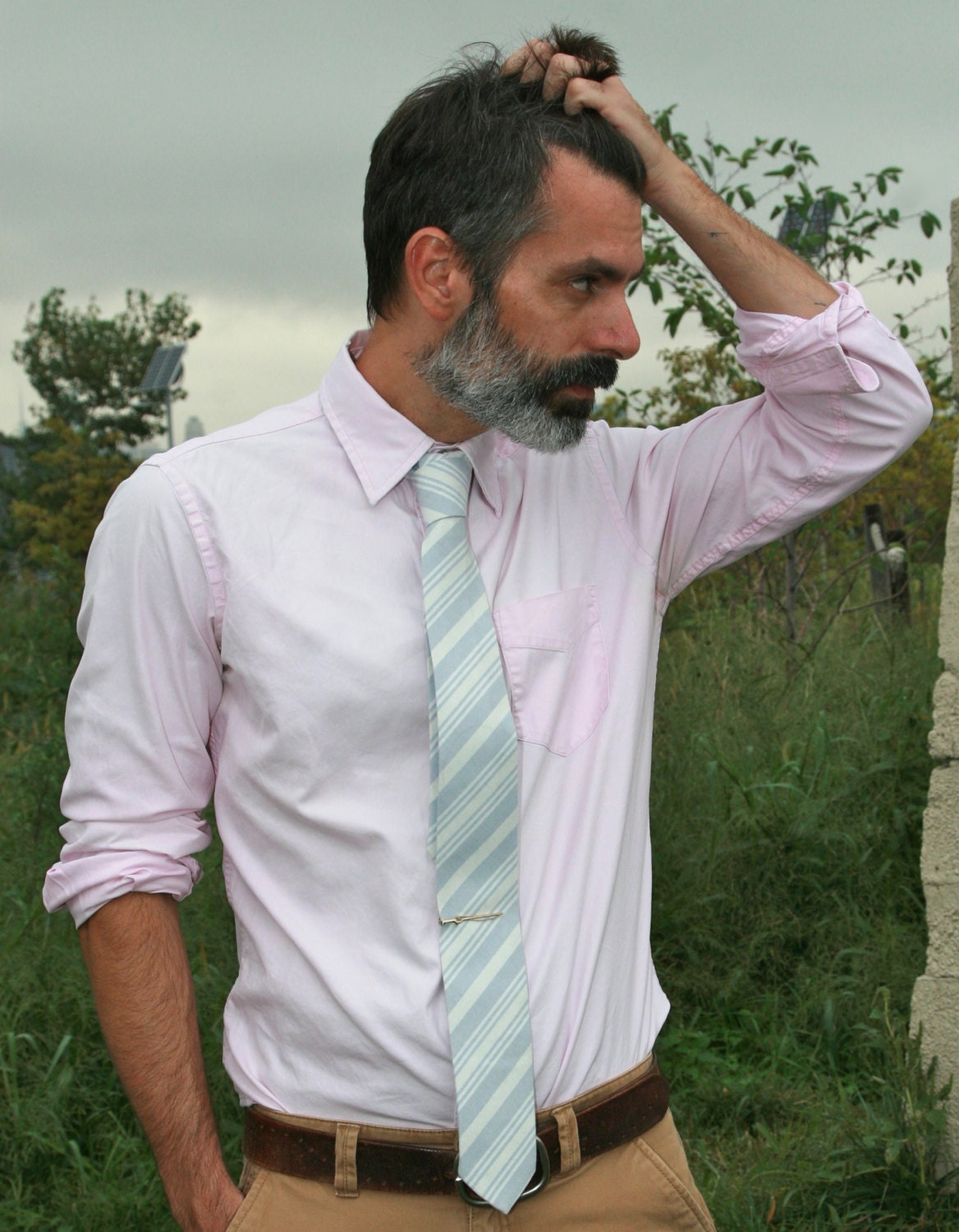 Stripe Tie, Handmade, Cotton, Skinny Necktie