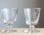 Rocks or Cocktail Glasses, Etched With Geese, Handsome Bar Ware