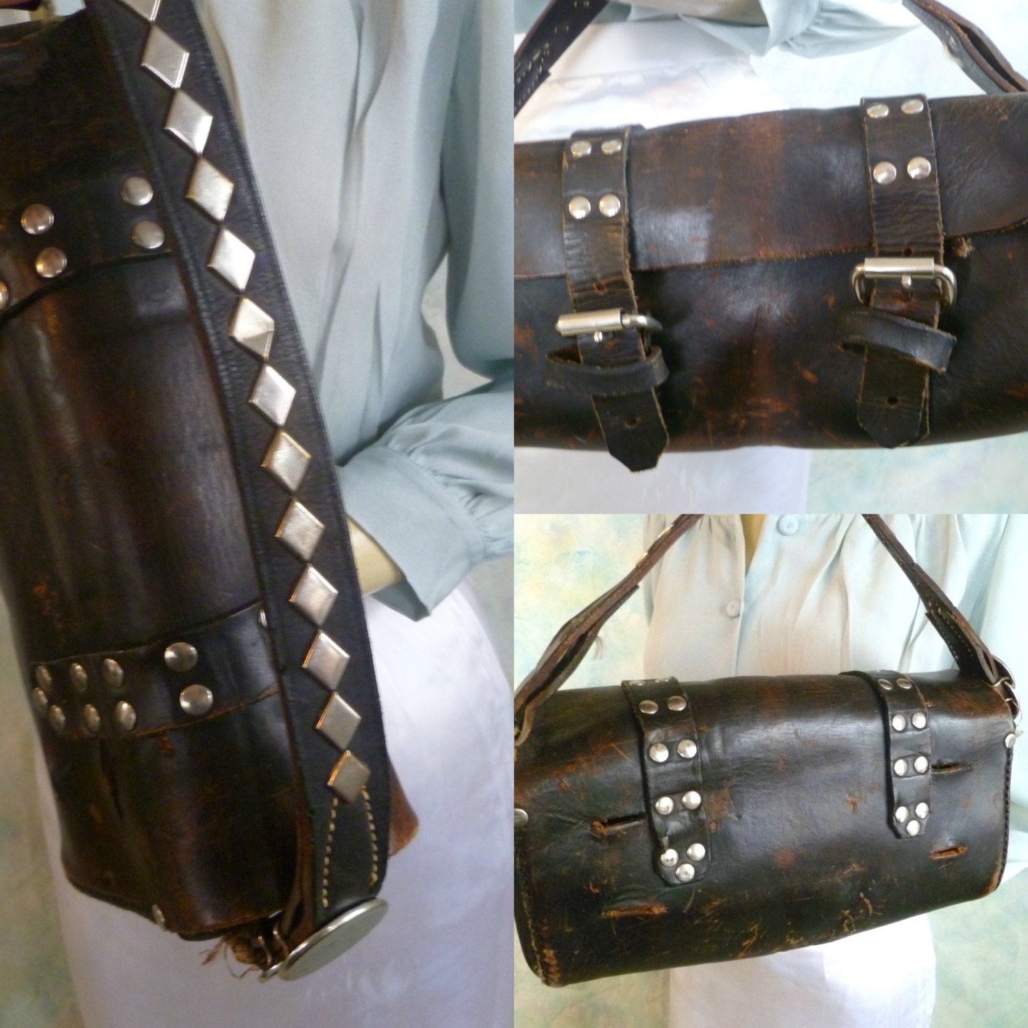 Vintage 25% off Sale Vintage Leather Purse Rockabilly Filly 50s Greaser Biker Custom Purse