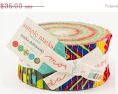 MEMORIAL WEEKEND SALE Simple Marks Summer Jelly Roll from Malka Dubrawsky for Moda - 40 strips, total 2.7 yards