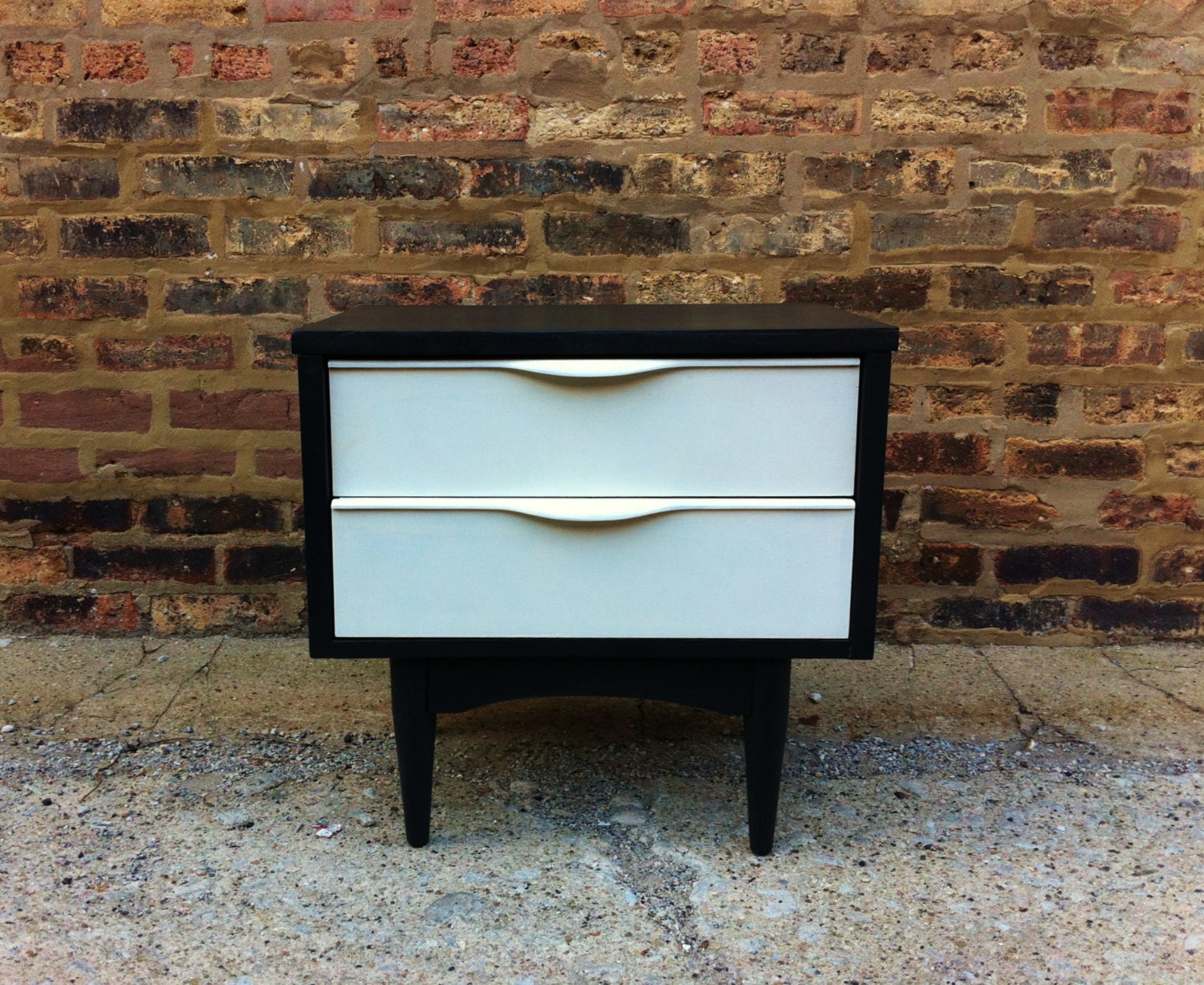 Vintage Modern Black and White Side Table