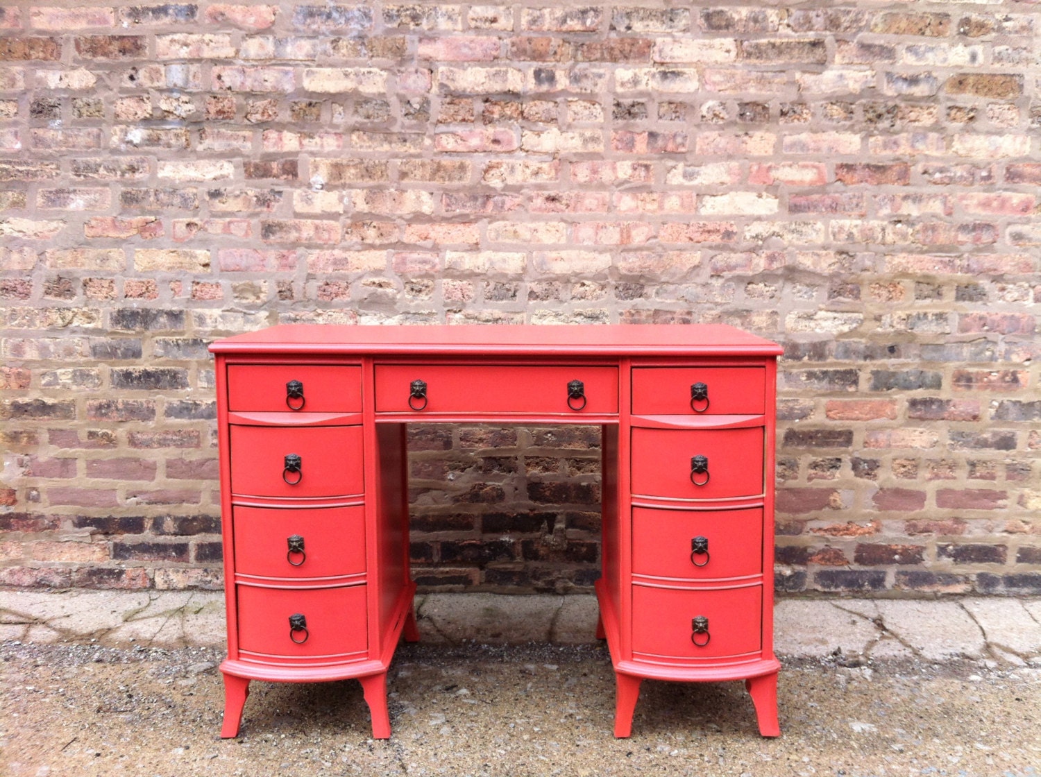 Vintage Desk In Coral