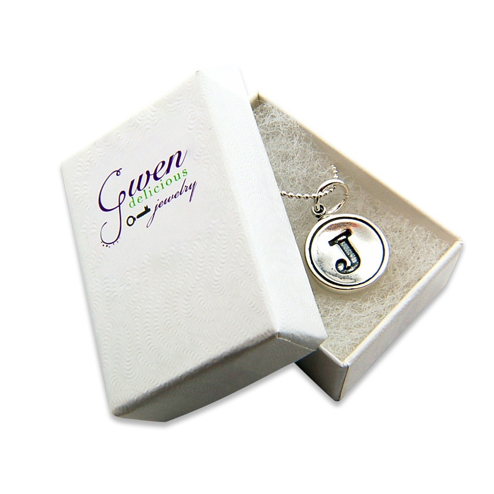 Letter C Necklace - Sterling Silver Initial Typewriter Key Charm Necklace - Gwen Delicious Jewelry Design - Other Letters Available