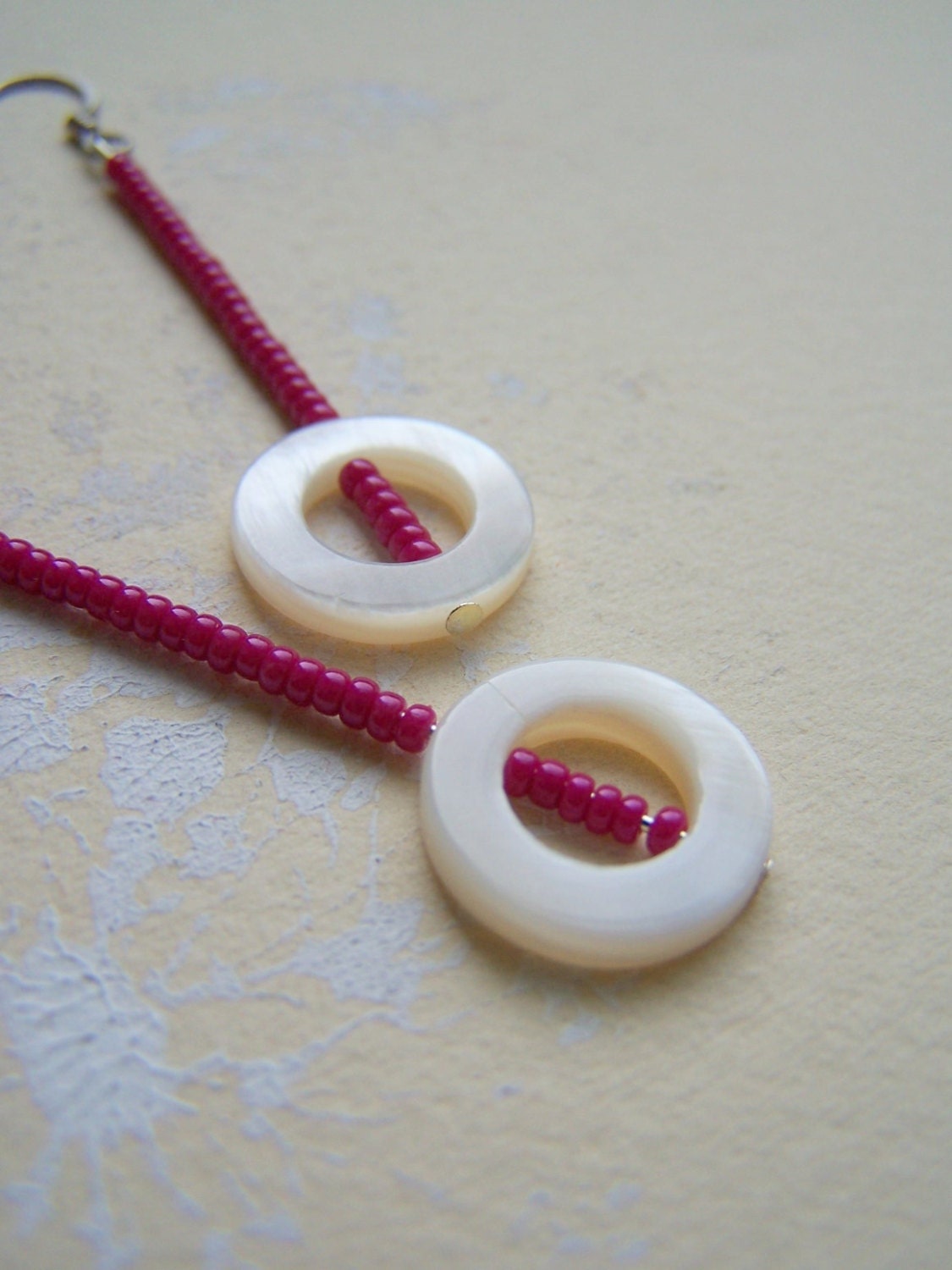 Sihu Earrings - Modern Seed Bead - Mother of Pearl