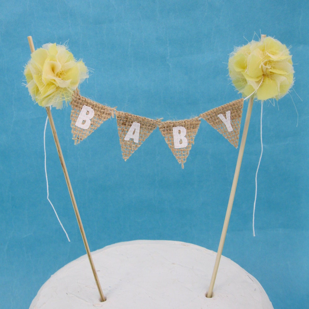 Burlap Cake topper, baby shower,  baby banner, "BABY" B252 - baby bunting nursery decoration