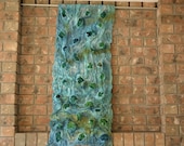 Wall Hanging, hand made needle and wet felted wall art. Hand dyed wool and cotton scrim, unique one of a kind