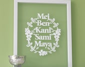 Personalized Family Names Papercut