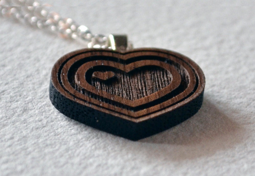 Heart Pendant in Walnut