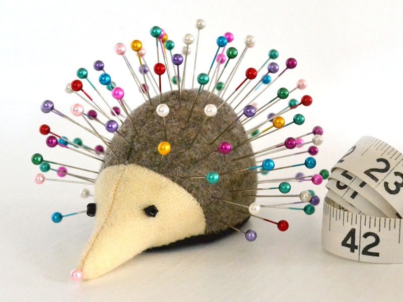 Pincushion, Hedgehog, upcycled wool, vintage, handmade, Rosemary Rue