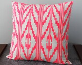 Hand Printed 'Southwest' Pillow in Hot Pink on Creme