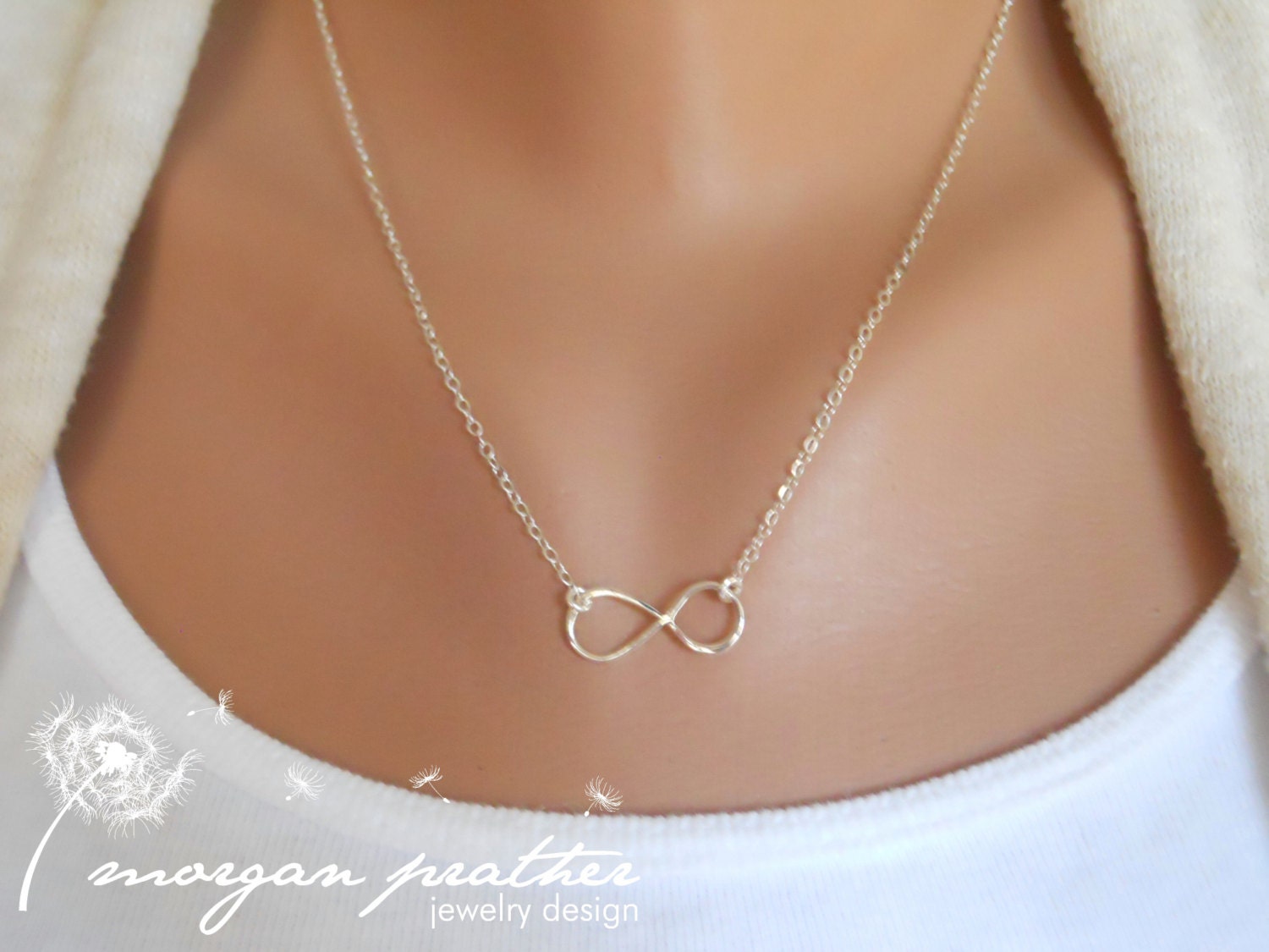 Sterling Silver Infinity Necklace - Infinity Charm Suspended on Sterling Silver Fine Cable Chain - Perfect Gift - morganprather