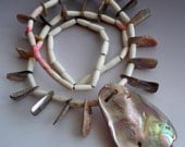 Abalone and Bone Pipe Bead Necklace