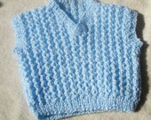 Baby Boy Hand Knit Pullover Vest,  Size 3 to 12 months