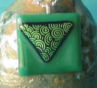 Handmade Green Space Fused Glass Dichroic Pendant / Necklace - GP03/The Big Bang Theory