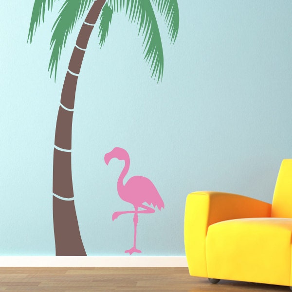 Pink Flamingo Wall Decal Tropical bird by StephenEdwardGraphic