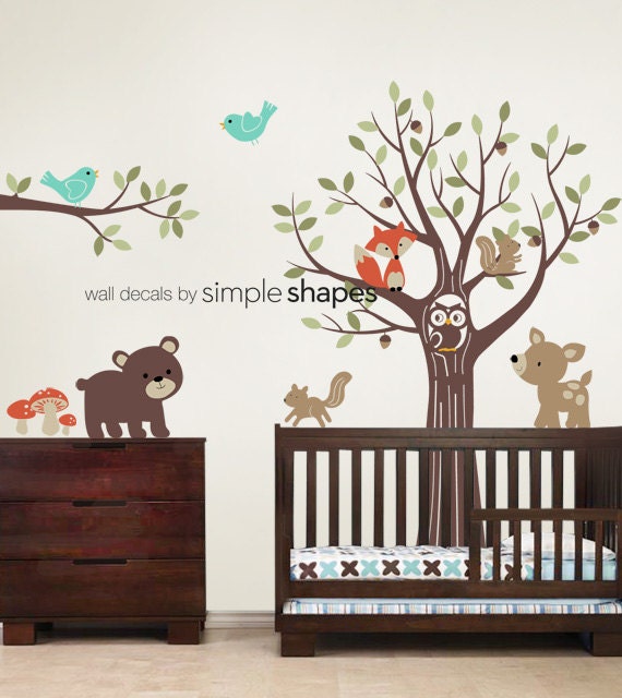 Tree with Forest Friends Decal Set - Kid's Nursery Room Wall Sticker
