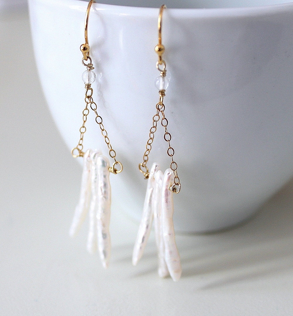 Pearl Earrings Gold Earrings Bridal Fashion Iridescent Sheen June Birthstone, Luminous