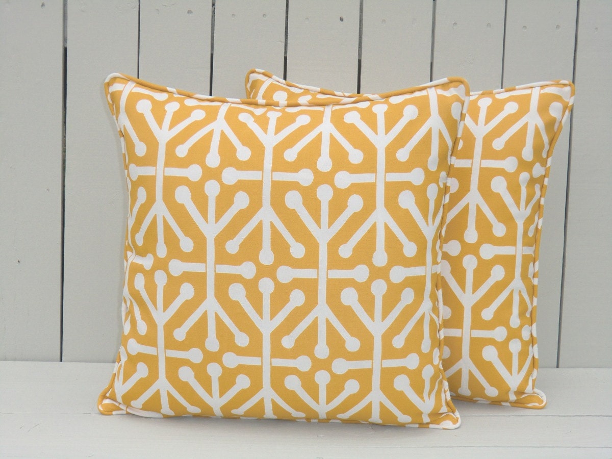 Yellow outdoor pillow cover, trellis outdoor pillow 18x18, corn yellow outdoor cushion, yellow trellis pillow , outdoor chair pillow cover