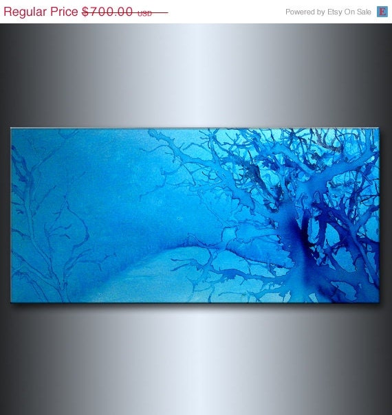 Original snow Landscape Abstract Painting Modern Contemporary Fine Art by Henry Parsinia Large 48x24