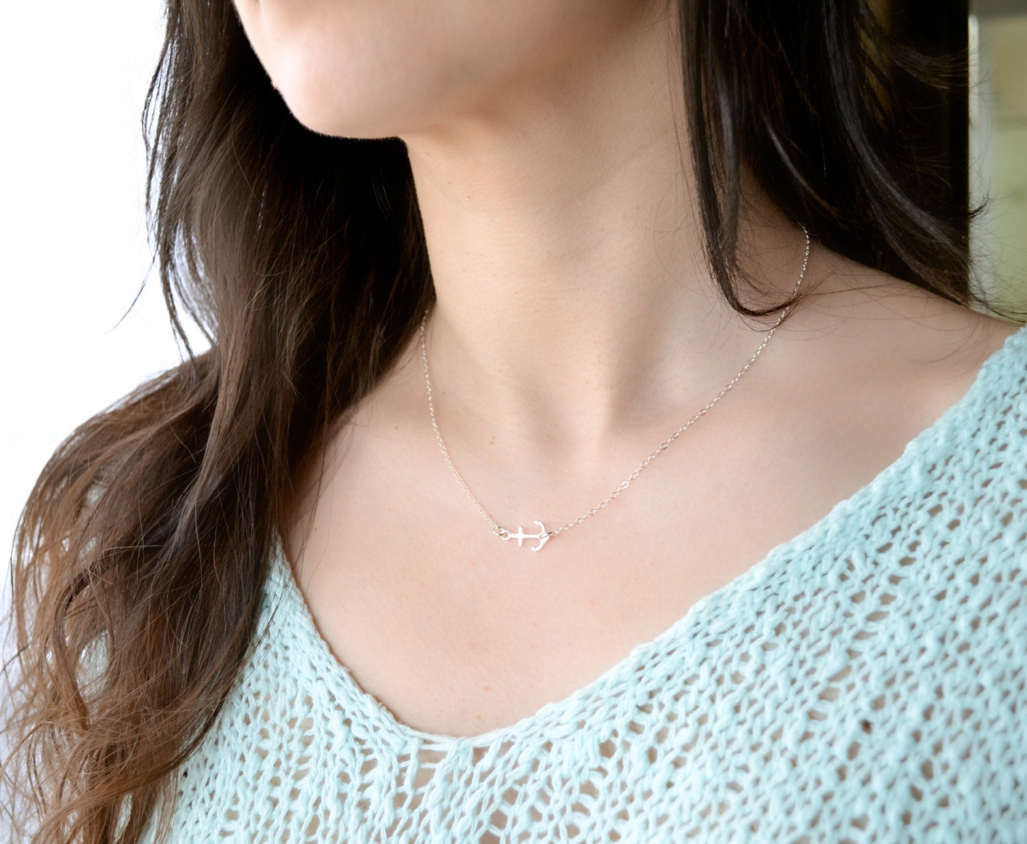 Sterling Silver Sideways Anchor Necklace - You are my anchor, Best  Friend, Anniversary, Nautical, Ocean, Wedding, Bridesmaids Gift