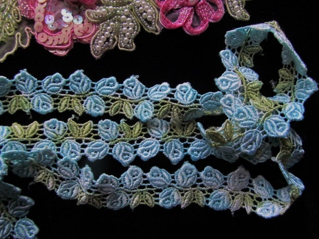 Mini Rose Trim Hand Dyed Venise Lace Yardage