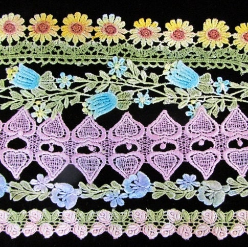 Flower Heart Hand Dyed Venise Lace Crazy Quilt Inspiration Kit