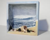Diorama Beach Scene, Shadow Box Scene, Coastal Home Decor