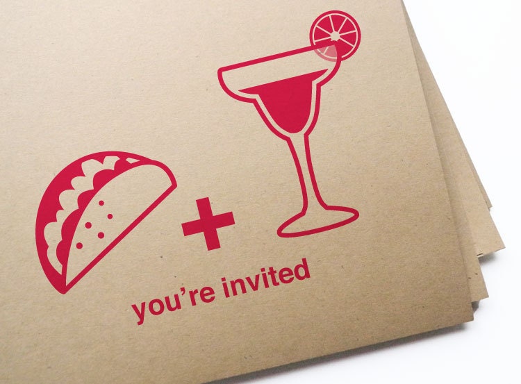 DIY Printable Taco & Margarita Invitation Postcards / Perfect for Cinco de Mayo