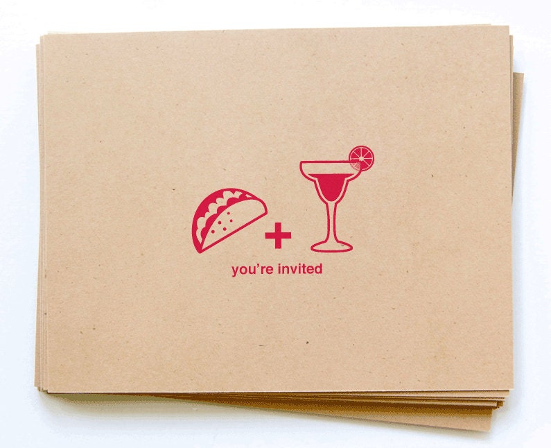 DIY Printable Taco & Margarita Invitation Postcards / Perfect for Cinco de Mayo