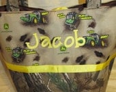 Handmade Realtree camo camoflauge and John Deere dig dirt diaper bag and travel wipe case you choose name
