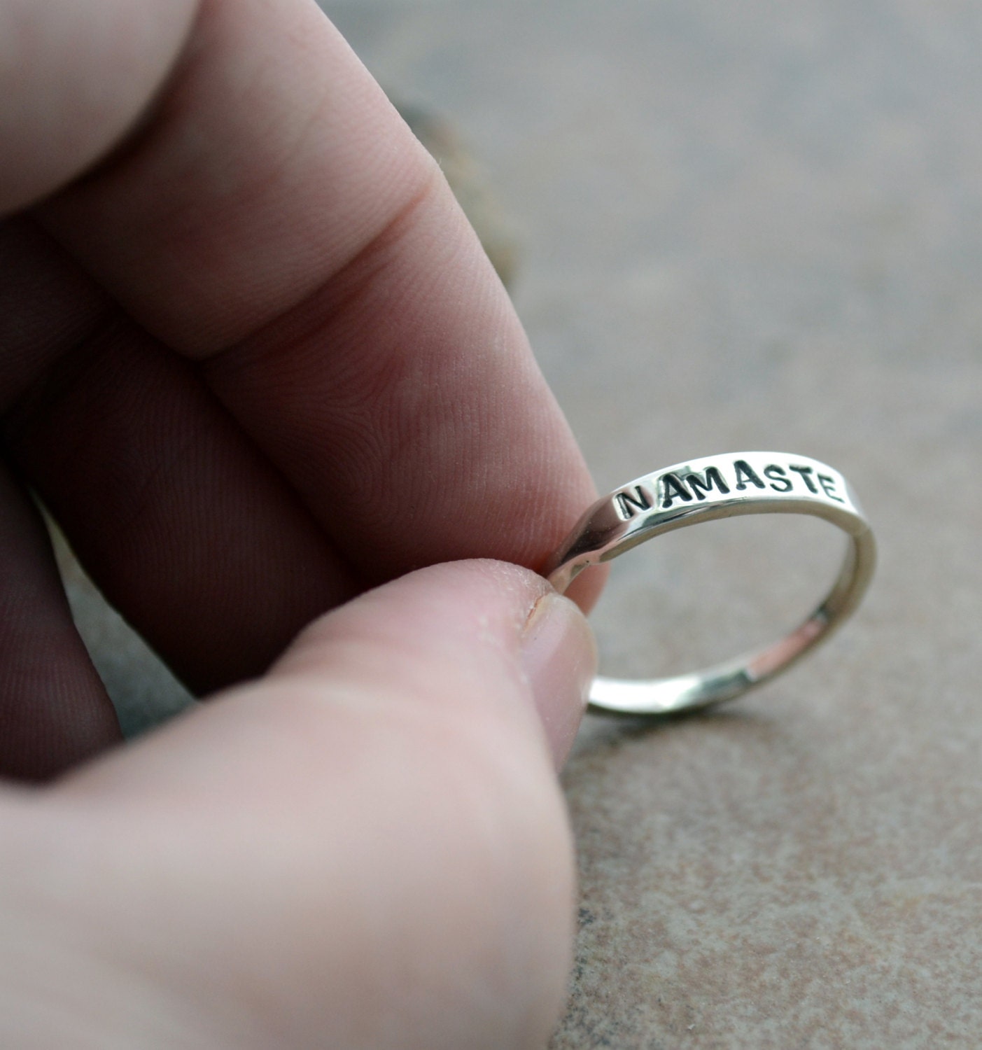 NAMASTE - Recycled Simple Sterling Silver Stamped Ring