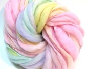 Self striping pastel rainbow yarn handspun thick and thin in merino wool - 42 yards, 2.3 ounces/ 67 grams