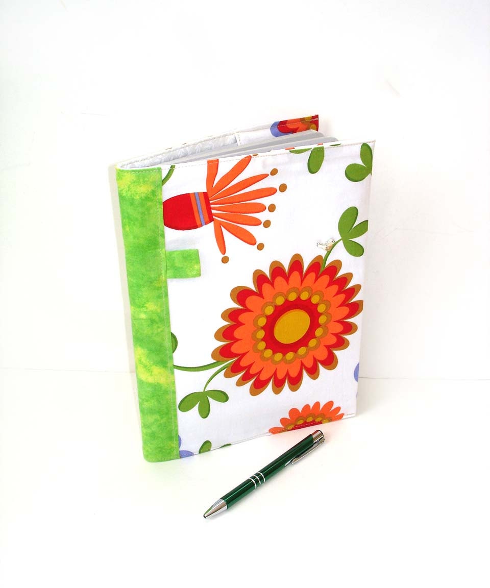 Reusable journal notebook composition fabric covered modern spring floral