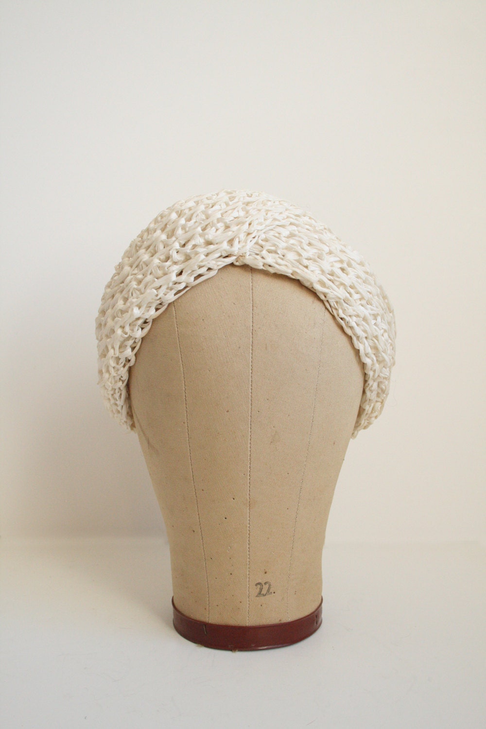 Woven Rattan Turban - Ivory Rattan 60s Turban - Italian Made Turban