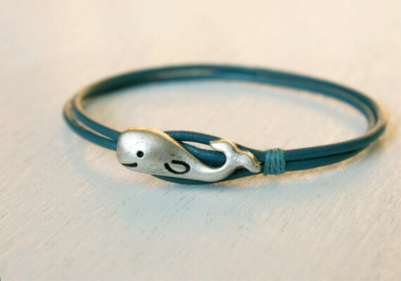 Whale Leather  Bracelet (13 colors of leather cord to choose)