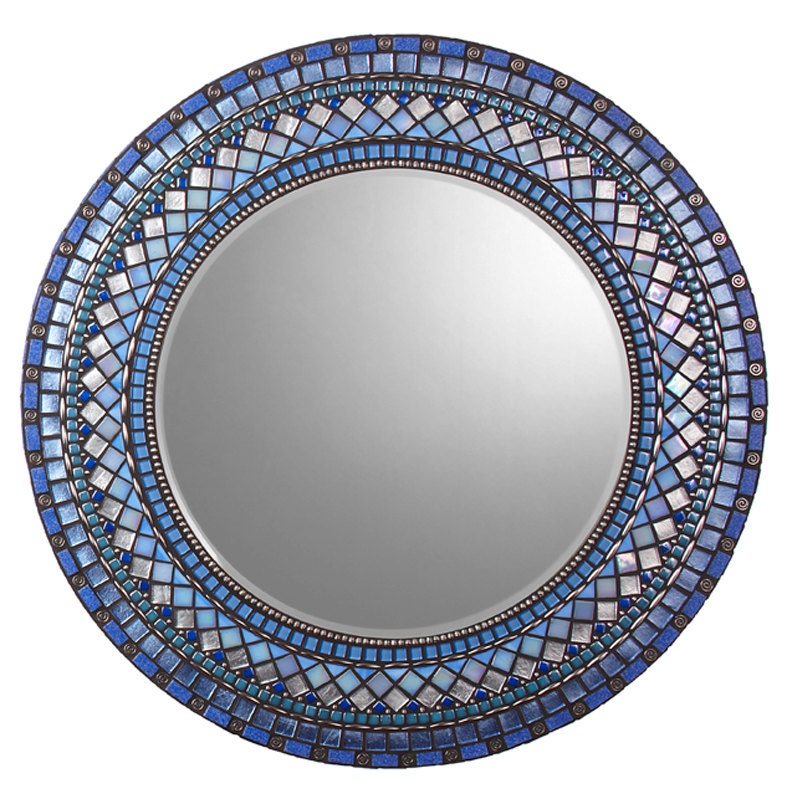 Heirloom Mosaic Wall Mirror - Blue, Periwinkle, & Silver