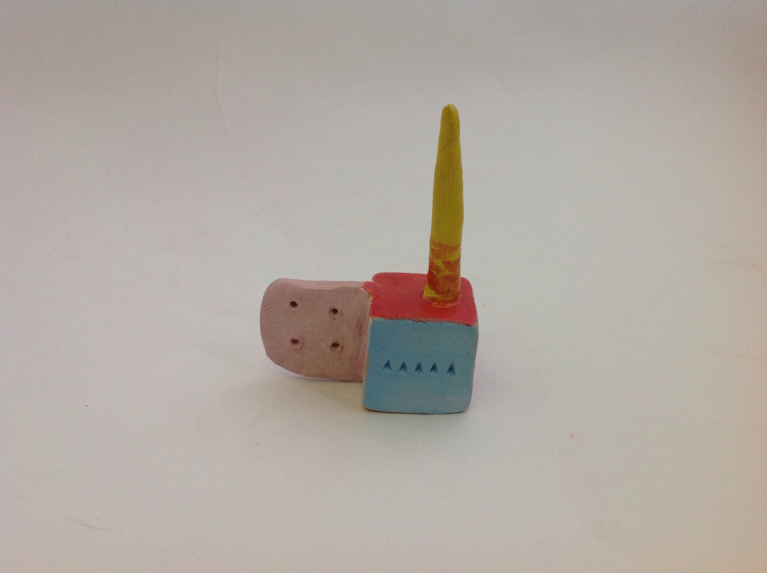 Blue light house - handmade ceramic ring holder